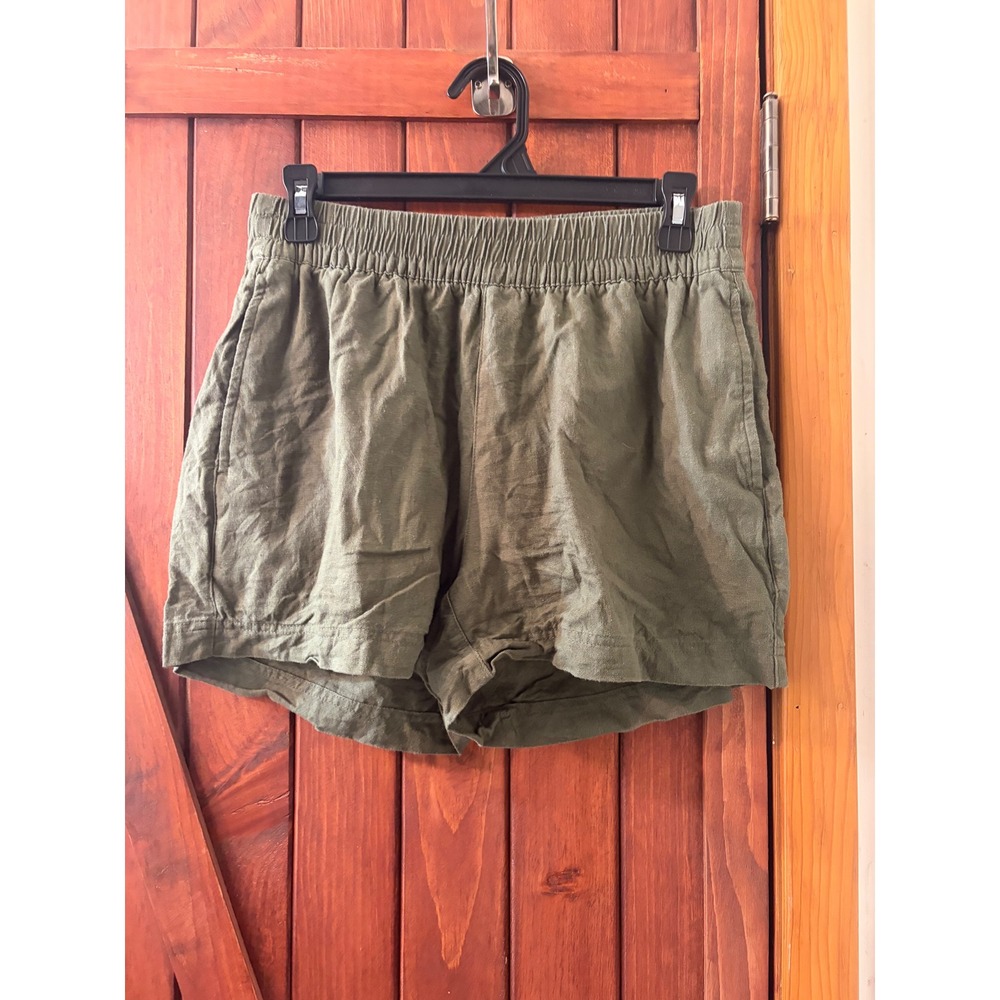 Old Navy Womens Olive Green Linen Blend Comfort Waistband Shorts Size Small